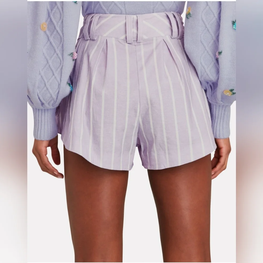 FOR LOVE & LEMONS Gia Striped Cargo Shorts Purple White Womens size Large - Picture 3 of 4